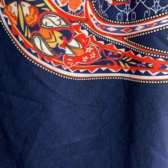 Paisley Print High Neck Sleeveless Scarf Blouse Blue size Medium - Picture 2 of 5